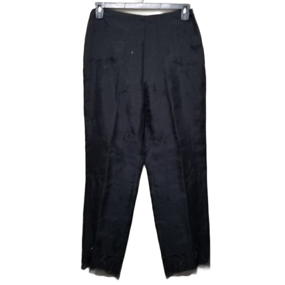 Ann Taylor Black Silk Embroidered Pants 12